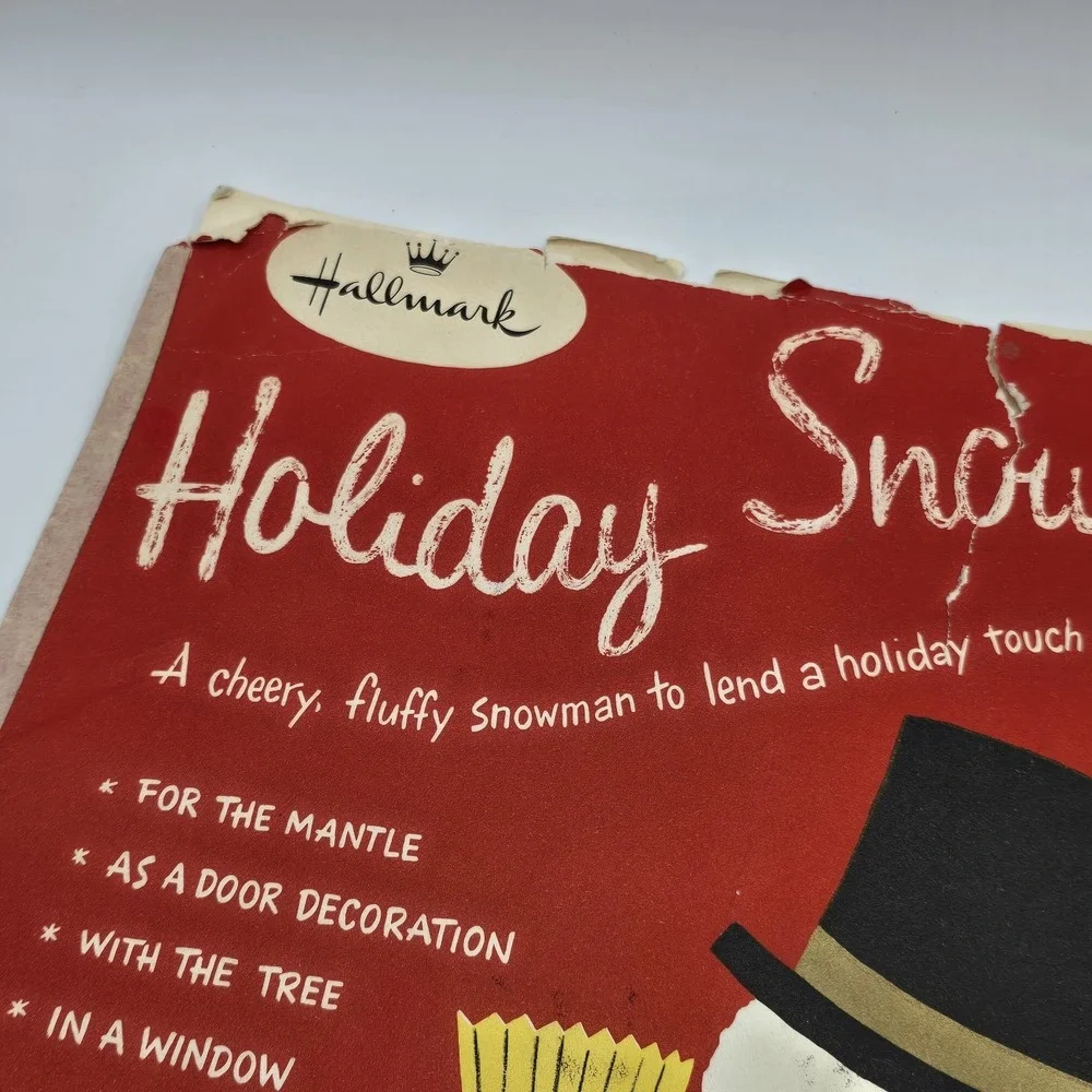 Hallmark‎ Christmas Die Cut Christmas Cheery Fluffy Snowman Window Decor Vtg